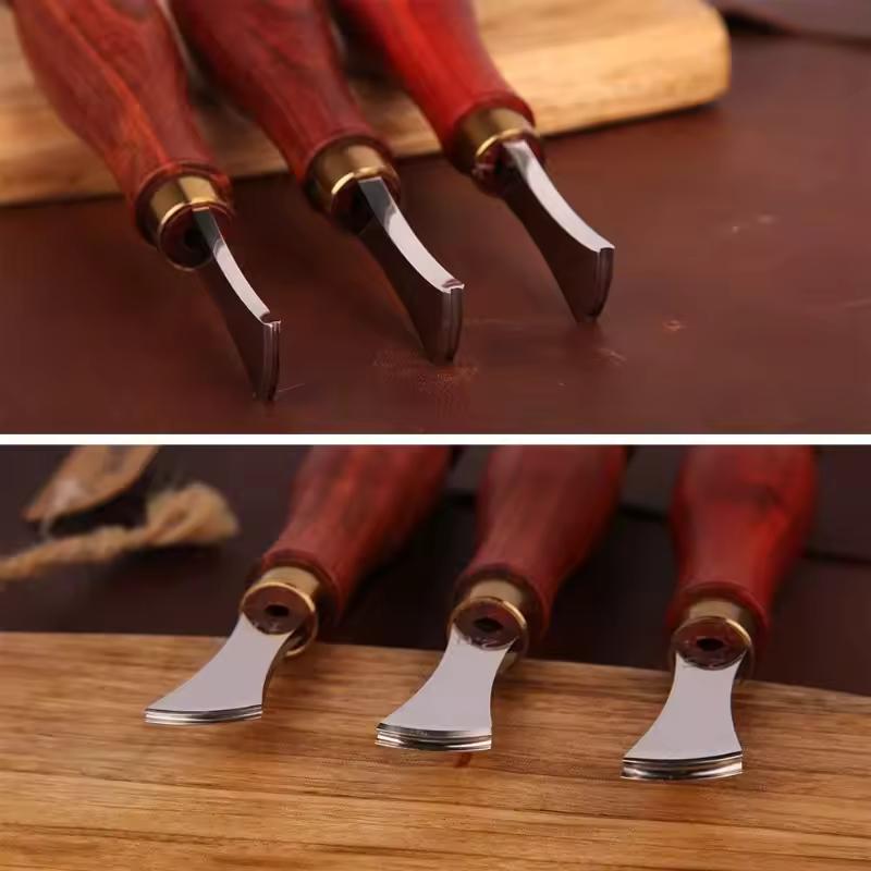 Leatherwork Edge Creaser - เครื่องมือสร้างรอยพับขอบหนัง 4 ชิ้น, เครื่องมือสร้างร่องขอบแบบตื้นสำหรับงานหนัง, เครื่องมือสร้างร่องโค้งด้วยแรงดันร้อน